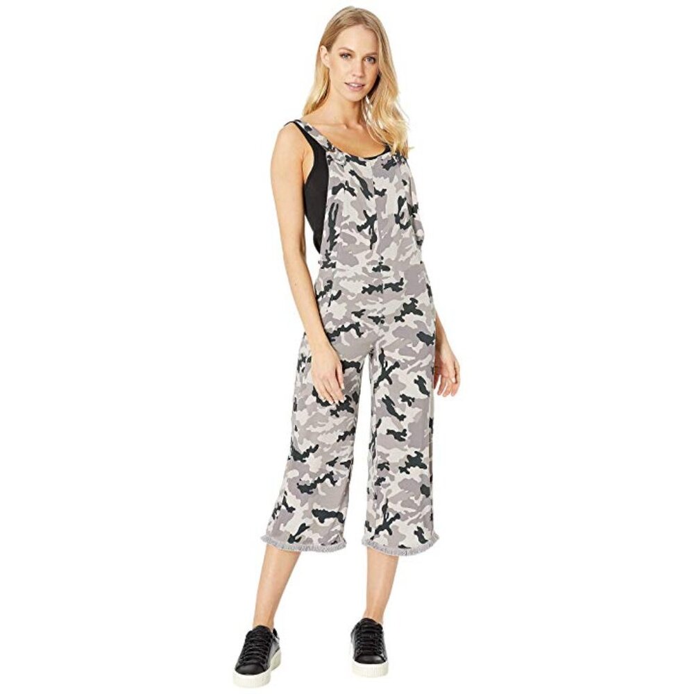 Chaser Heirloom Woven Cross-Back Cropped Overalls (Camo) Women's Jumpsuit & Romp